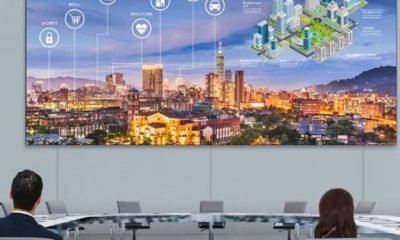 Conference-room LED wall prepared for camera flicker and refresh-rate testing