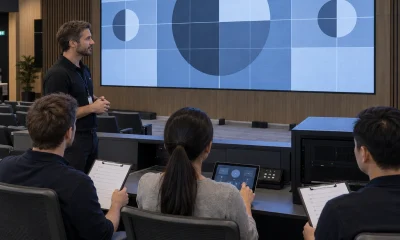 AV trainer guiding operators during an LED display handover session
