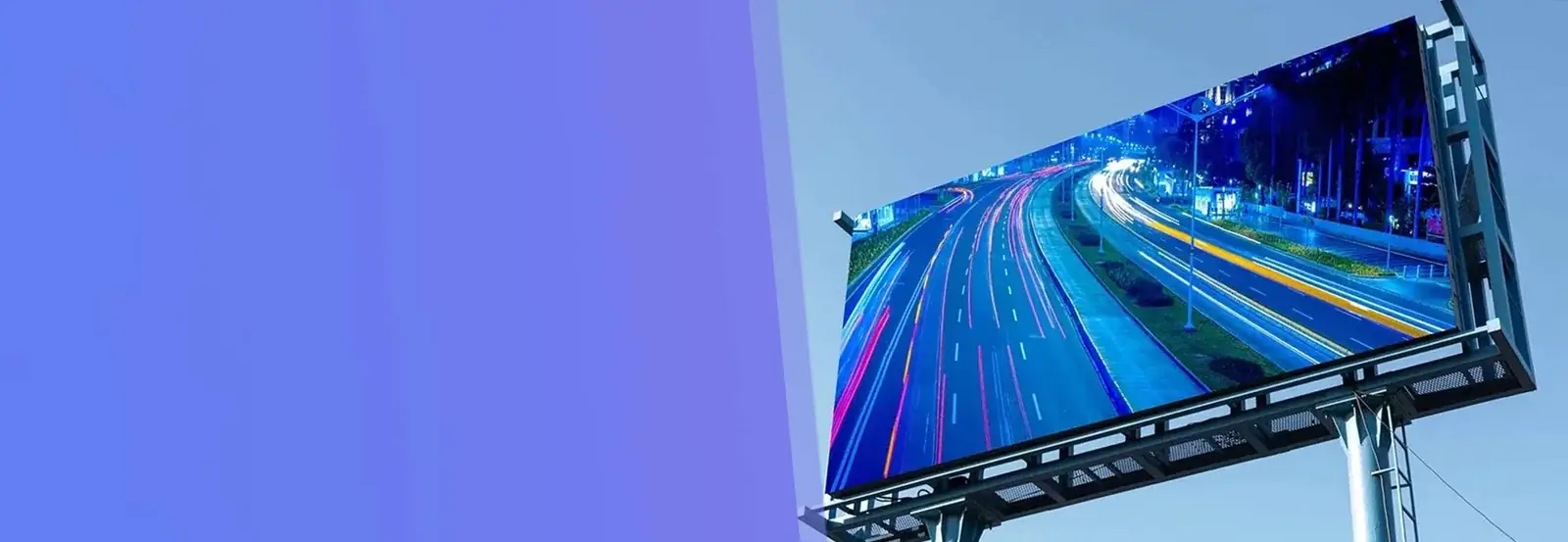 Outdoor LED display billboard beside a roadway