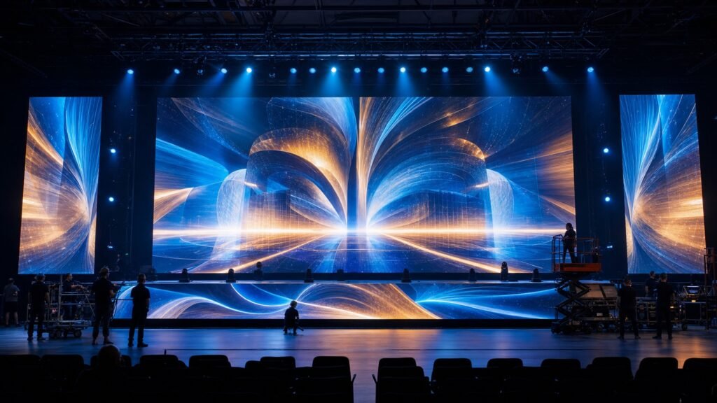 Immersive modular LED display system on a live event stage