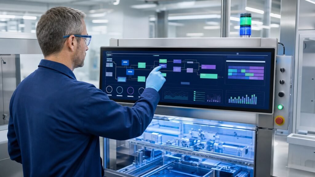 Ultra-wide TFT panel used as an industrial machine interface