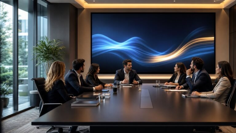 Conference LED screen in a modern executive meeting room