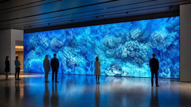 Immersive fine-pitch display wall in a museum gallery