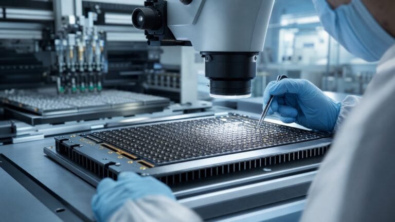 Microscope inspection of miniature packaged LEDs for a MIP display module