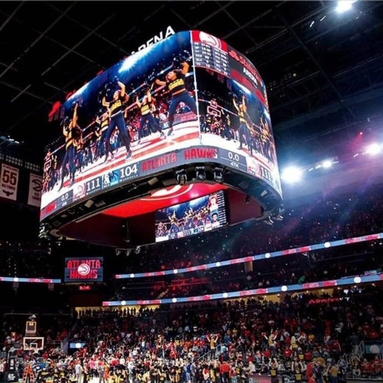 Large LED display installation inside a stadium event environment