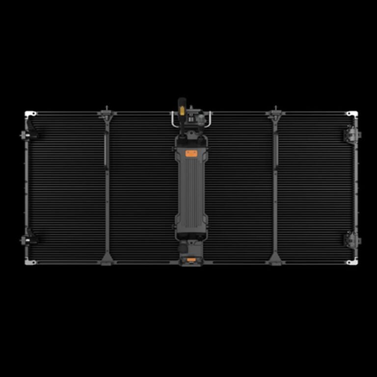 Transparent LED display cabinet viewed from the rear for buyer evaluation